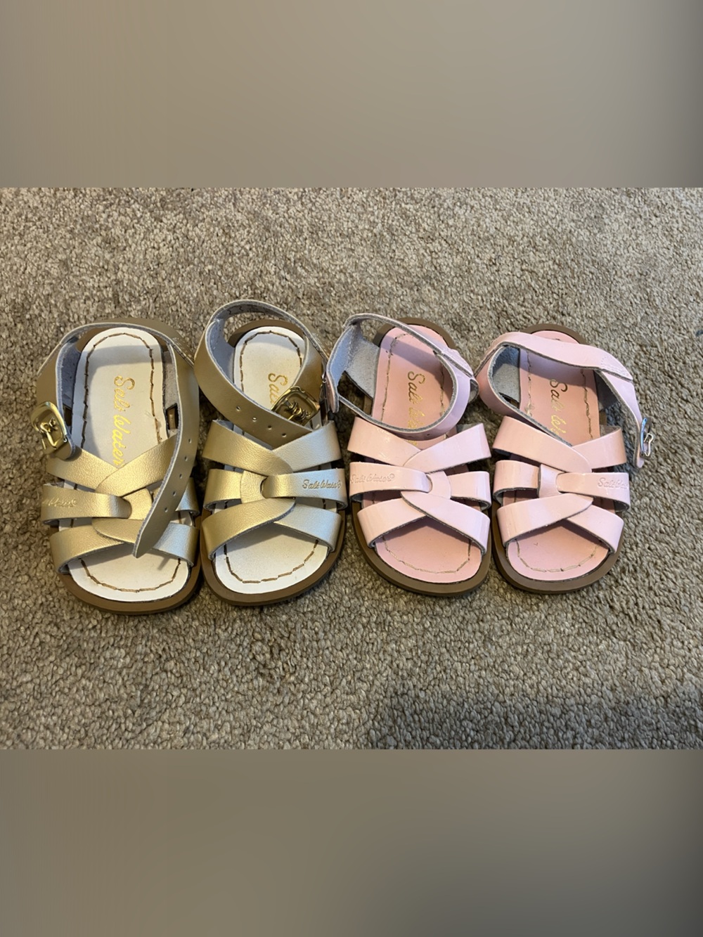 Salt Water Sandals by Hoy — Pink and Gold Kids Strappy Sandals